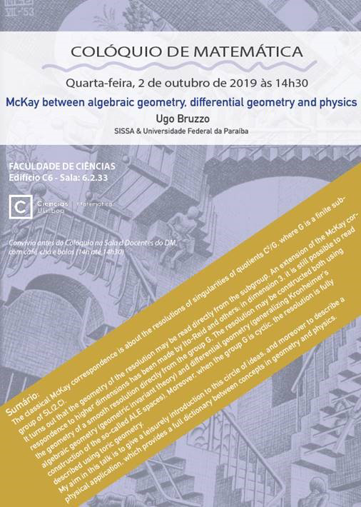 Colóquio de Matemática "McKay between algebraic geometry, differential geometry and physics"