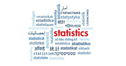 Palavra Estatística escrita em várias línguas