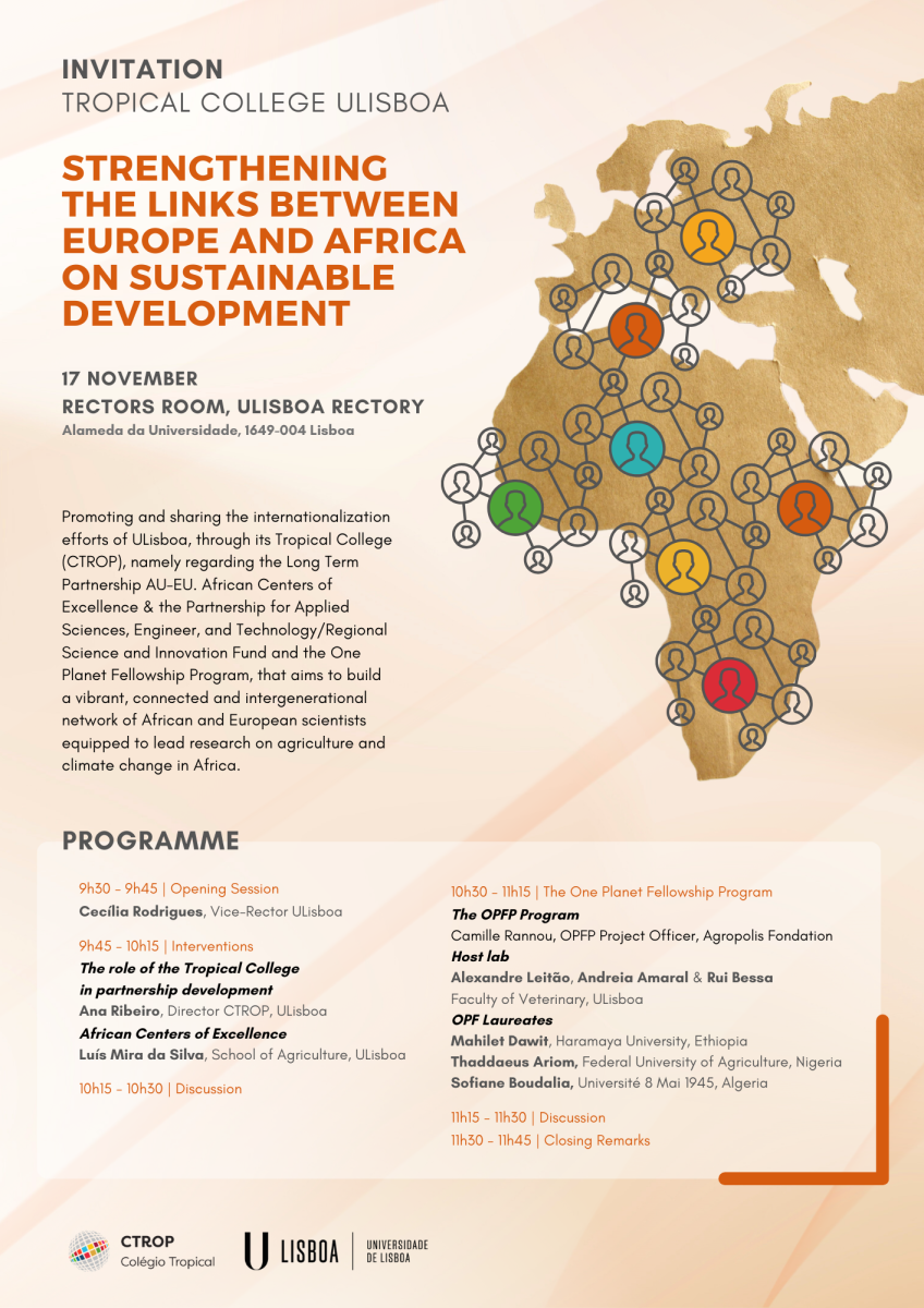 Cartaz do evento (programa e representação dos continentes europeu/africano e do médio oriente)